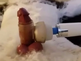 Furry cums 7th time in a row with wand