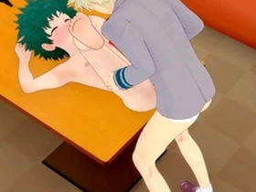 My hero academia yaoi bakugou fucks deku in a karaoke while uraraka looks on - manga anime porn hardsex