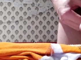 Cumshot on socks with hairy pubis