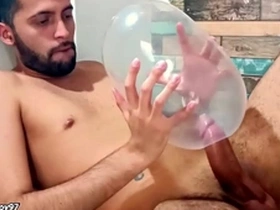 Fucking an inflated condom until i cum inside of it. i fuck it so deep it explodes. wonder how would it feel inside your ass