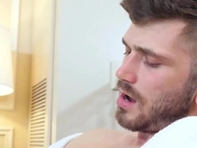 Gayroom slow hotel massage gets slippery with two hunks