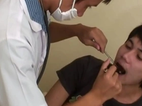 Slim asian patient barebacked by doctor for cumshot