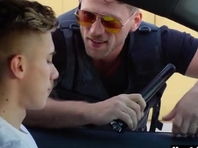 Gay policeman caught him jerking off in public & fucked him