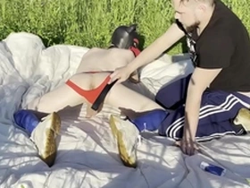 Male fucks puppy in the forest