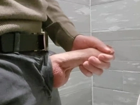 Horny at the mall. masturbating in the public restroom.