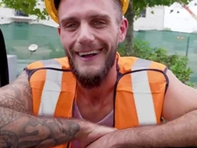 Construction worker gets played and gets sucked by a man instead of a woman