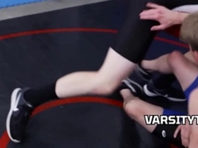 Wrestling twinks alone in the locker room