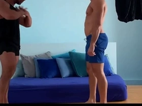 Huge thick latino machos in hot workout with happy ending