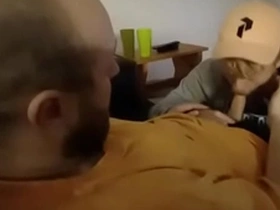Hot sucked on sofa