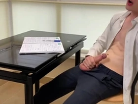 Boy wanking & he is too horny for study / big dick(23cm)/uncut