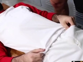 Stepfather gives stepson massage then jumps on his dick