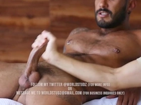 'my girlfriend doesn't know that i'm here' straight stud jeus is jerked off by another man for the very first time // worldstudz