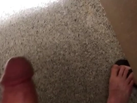 Submissive handjob under shower stall at ymca