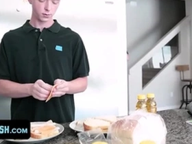 - fit guy finds out his little stepbro is measuring his dick and helps him get hard