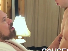 Gaycest - cute hairless boy barebacked by hung sexy grampa-like dude
