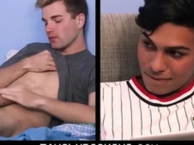 Two interracial twink step brothers caught by step dad who joins in for threesome
