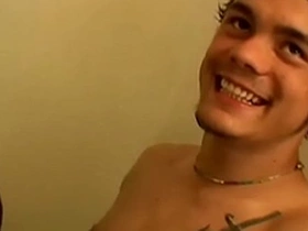 Young man throat fucks a straight naked thug with pleasure