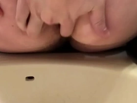 Cum dump pushes a load out of his hole