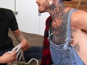 (fly tatem) has dick deamon in bondage offers his big cock for a blowjob before penetrating his ass - bromo