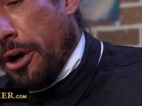 Young boy gets spanked and drilled with glass dildo by the bishop for being naughty and dishonorable