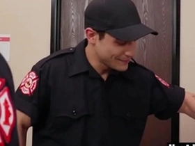 Hot firemen fuck without condom