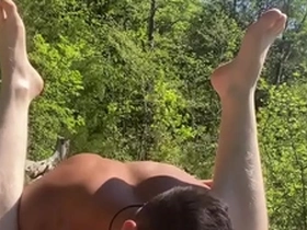 Asslicking stud barebacks ginger bottom during outdoor duo