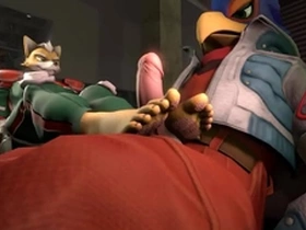 Fox gives falco a footjob - starfox