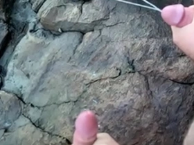 Huge cumshot outdoor