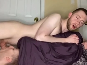 Draining friends balls and swallowing his cum