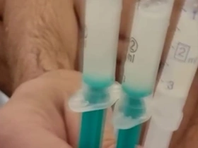 Masturbating with strangers cum which i got via express postage injecting with syringe