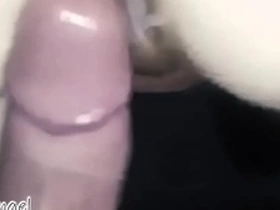 Bareback gay anal sex. couple passionate doggy creampie