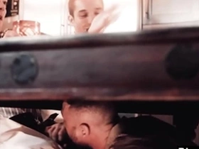 Gay guy has his dicked sucked during dinner meeting