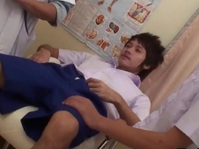 Asian petite twink 3some barebacked and facialized at doctor