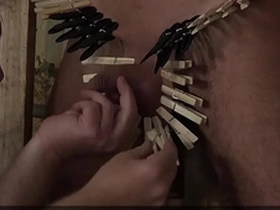 Young twink jakwy combe tormented on dick with clothespins