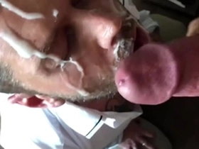 Epic massive cumshot on my face huge dick