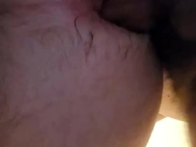 Cum dripping of hairy hole