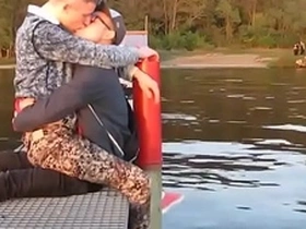 Two hot gays kisses each other  with passion outdoor