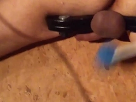 The guy tests my balls in a humbler behind